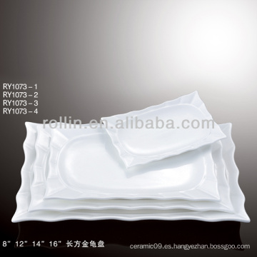Plato de porcelana rectangular blanco especial
